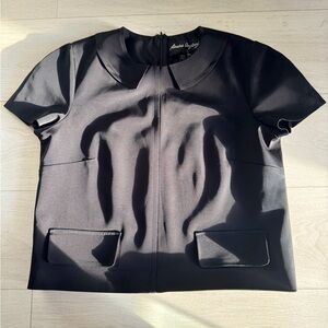 NWT Femme de Carriere Sandra Angelozzi Boxy Top Pointed Collar Made In Canada